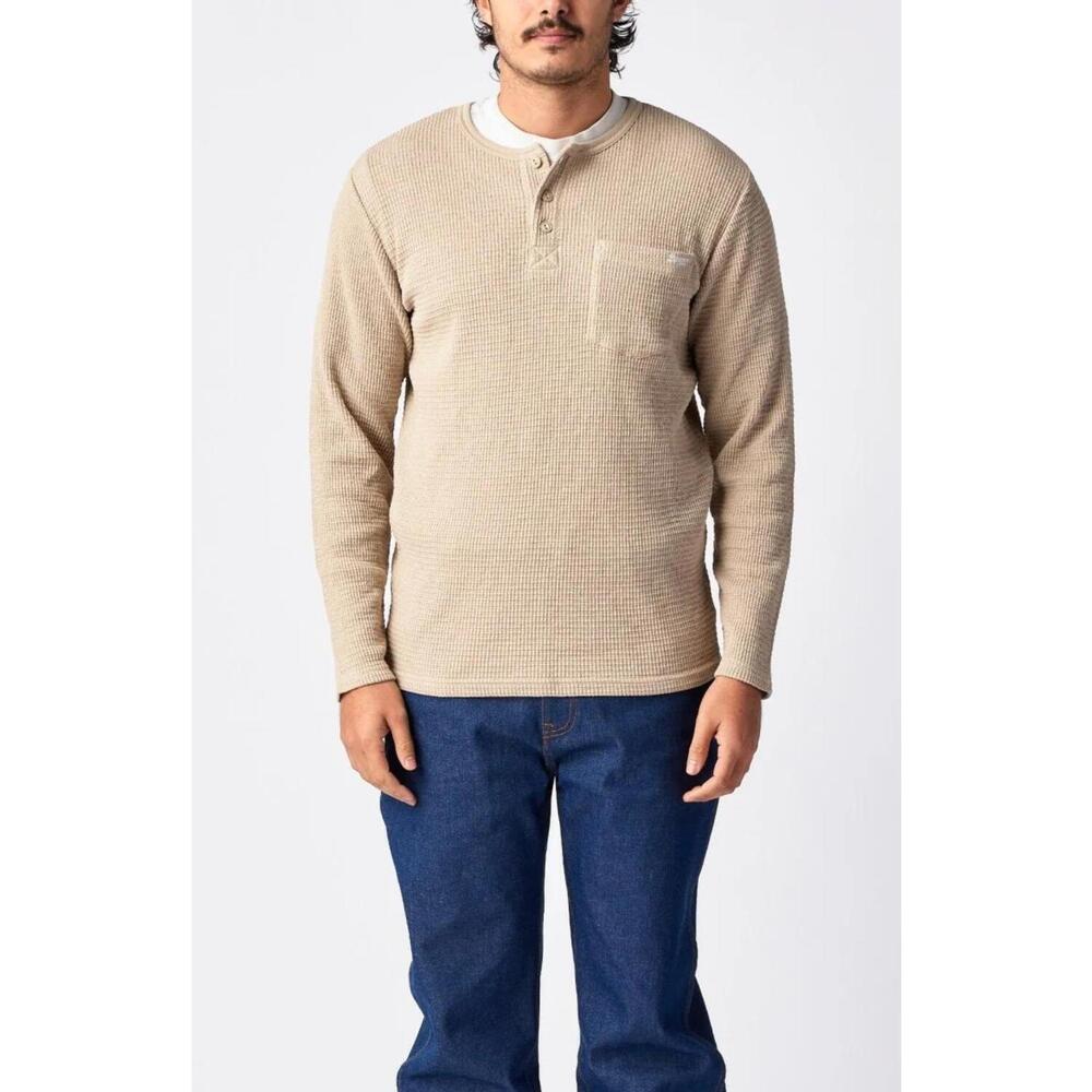 NEW SEAGER CO. men's sawpit henley thermal top in stone